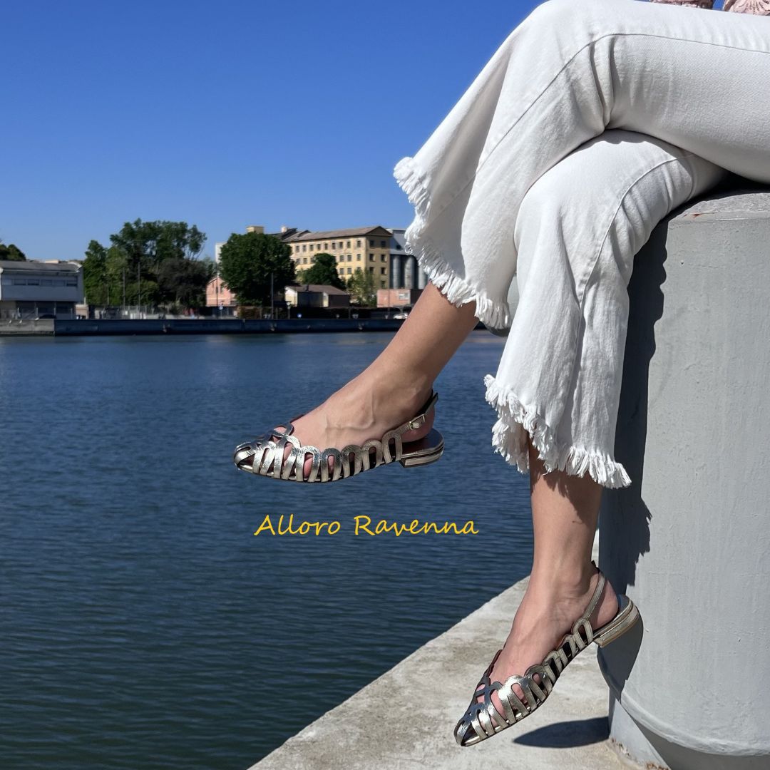 chanelline chanel traforate in vera pelle platino scarpe basse sandali estivi donna eleganti punta fondo in cuoio ecologico 1